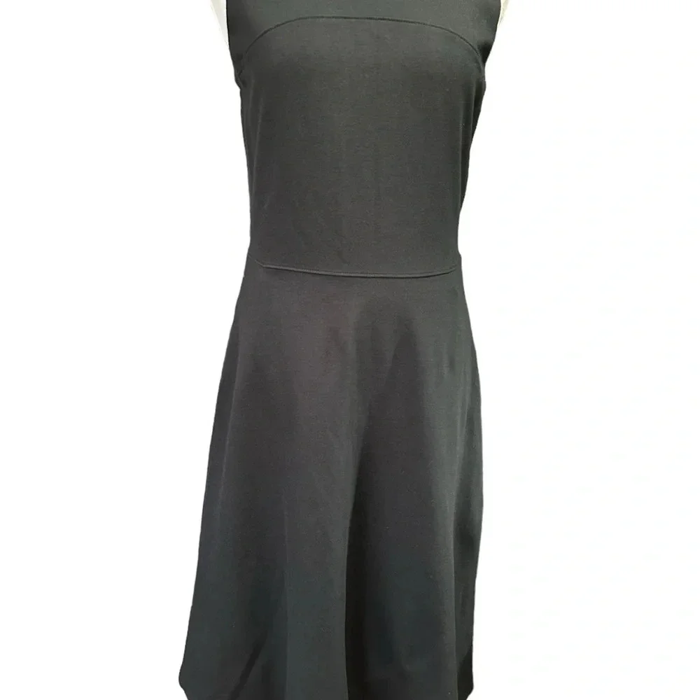 Lands End Black Vneck Fit and Flare Scuba Dress - Picture 3 of 8